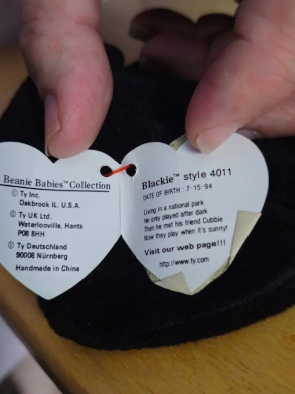 Ty Beanie Baby Blackie Tags Attatched